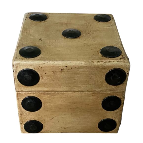 UNIQUE Sanibel Home Wooden DICE BOX Trinket Jewelry 4" Storage - Made in India - Picture 2 of 8